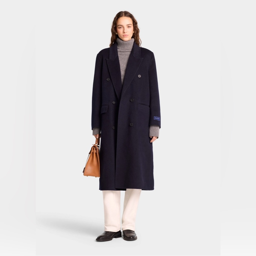 Sporty & Rich Elegant  Double-faced DB Cashemere  navy Women's Coat